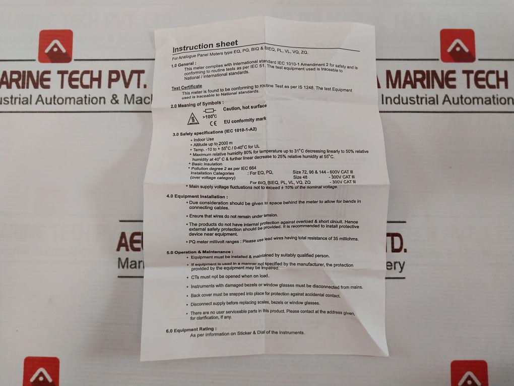 Rishabh Eq 96 Ac Analog Panel Ammeter 0-100/200A 100/5A G Q 52072