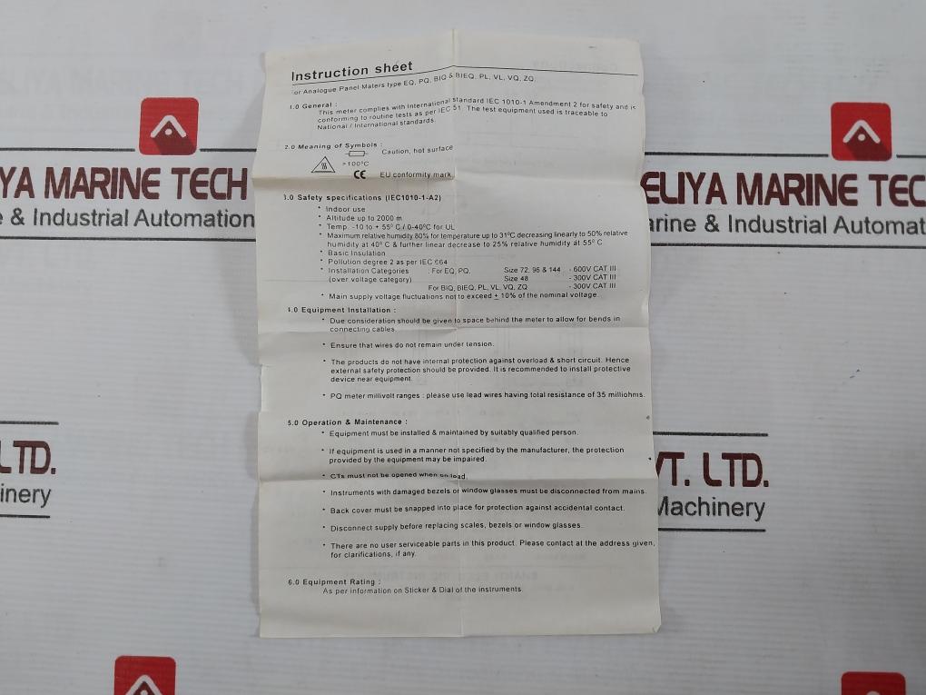 Rishabh Eq96 Ac Ammeter 0-125/250A 600V Sacc02134686 E236986 2000M