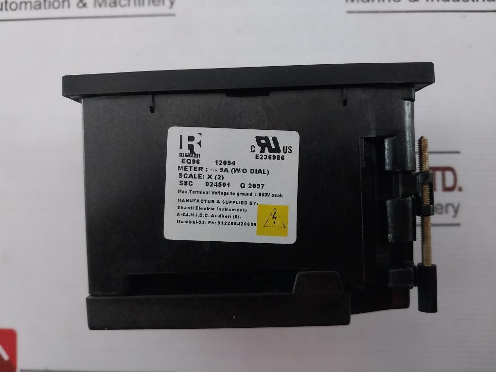 Rishabh Eq96 Ac Ammeter 0-125/250A 600V Sacc02134686 E236986 2000M