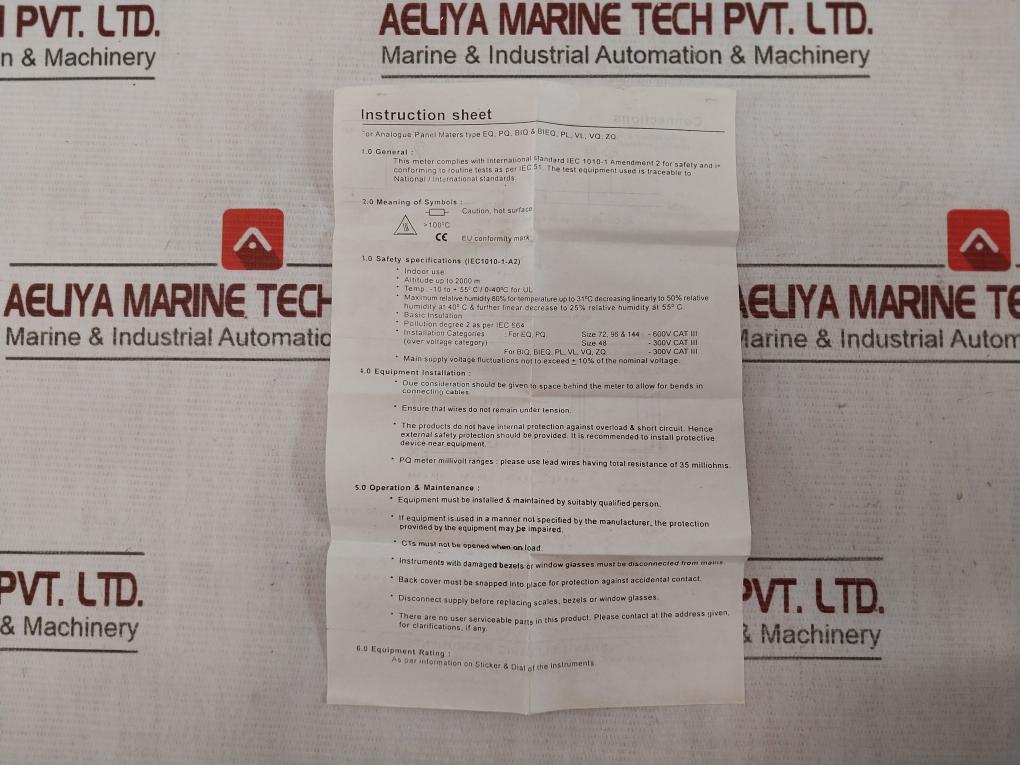 Rishabh Eq 96 Ac Ammeter 0-450/600A 300/5A 650V 600V -10 To +55 C/0-40 C