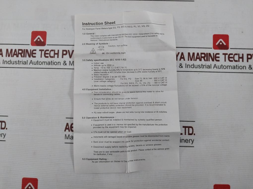 Rishabh Eq96 Ac Ammeter 125/5A S8E 009720 Q 2097 E236986 600V