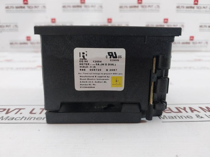 Rishabh Eq96 Ac Ammeter 125/5A S8E 009720 Q 2097 E236986 600V