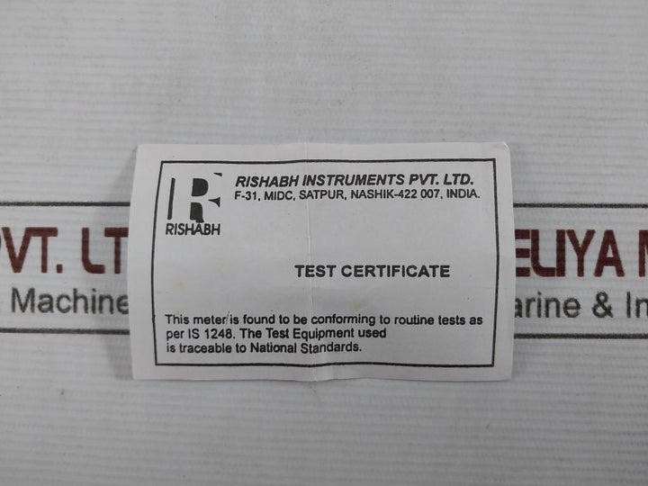 Rishabh Eq96 Ac Ammeter 125/5A S8E 009720 Q 2097 E236986 600V