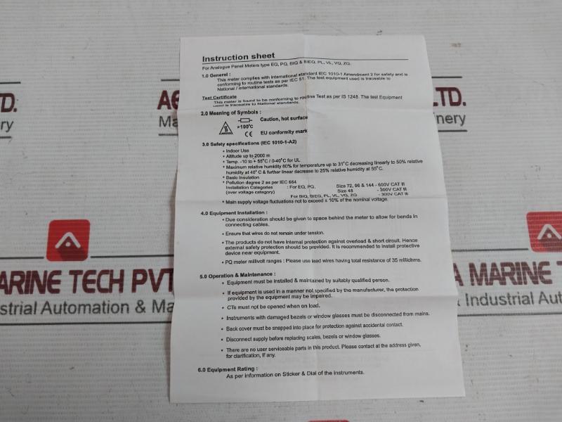 Rishabh Eq 96 Ac Ammeter P1030295Ris 0-100/200A 850V E236986