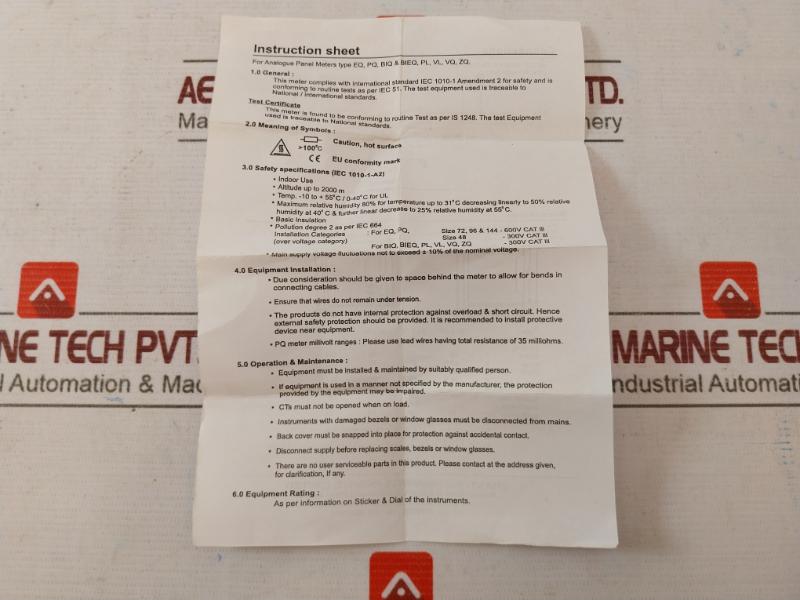 Rishabh Eq 96 Ac Ammeter P1030295Ris, E236986 850V 0-75/150A
