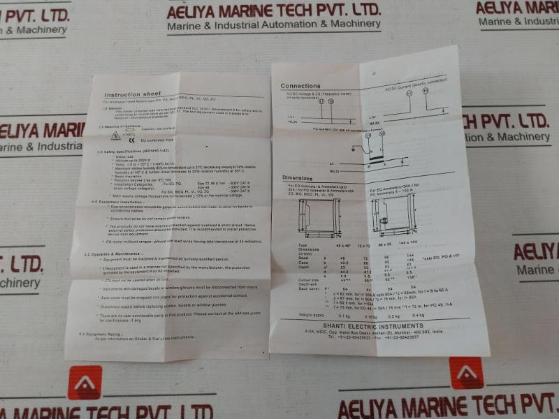 Rishabh Eq 96 Ac Ammeter P1032390Ris 0-300V E236986 S9D 001987 Q 2119