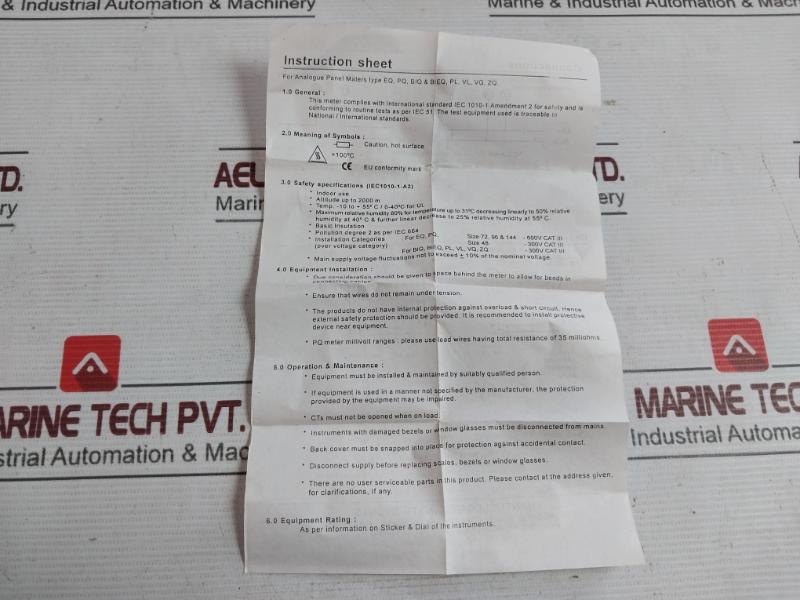 Rishabh Eq96 Ac Analog Voltmeter 0-300V Sacc28077367