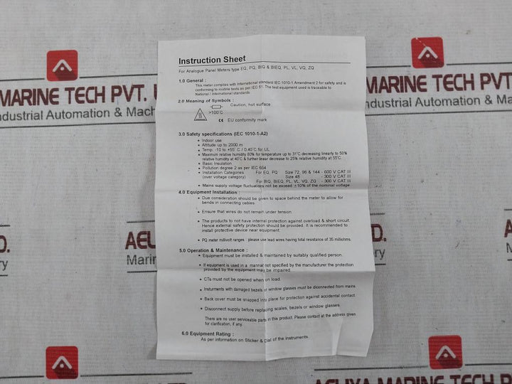 Rishabh Eq 96 Ampere Panel Meter Scale X (2) S8B 008070 Q 2077
