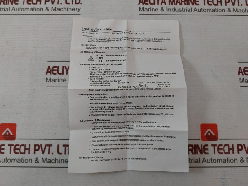 Rishabh Eq 96 Analog Panel Ammeter 0-100/200A 100/5A 850V Peak