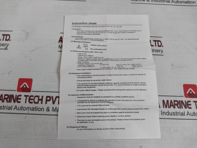 Rishabh Eq 96 Analog Panel Ampere Meter P1030295Ris 100/200A Sacc27077357
