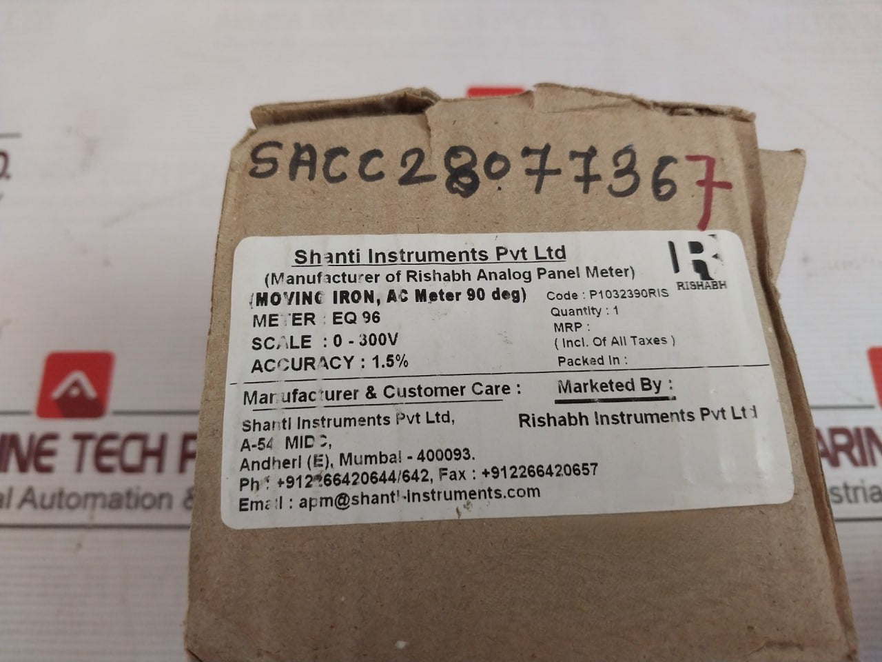 Rishabh Eq 96 Analog Panel Ampere Meter P1032390Ris 300V Sacc28077367