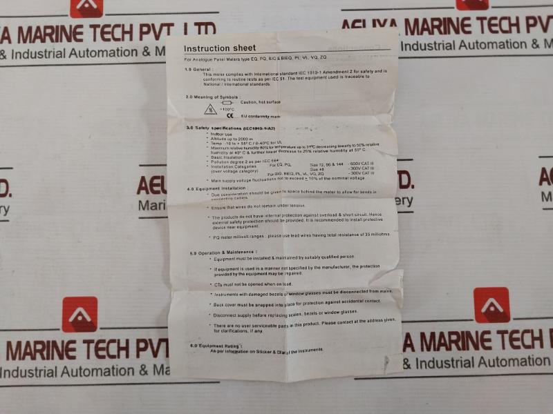 Rishabh Eq96 Analog Voltmeter 125/250A S6H 023652 Q2077