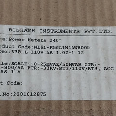 Power Meter Wl91-k5Cl1N1Aw8000 Rishabh Instruments