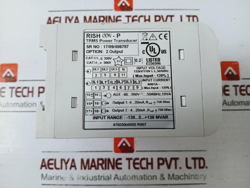 Rishabh Rish Con-p Trms Power Transducer 132Kv/110V 4-20Ma 2 Outputs
