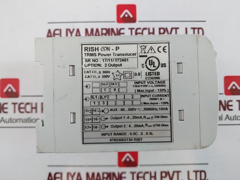 Rishabh Rish Con-p Trms Power Transducer 47603005134 R007 11kv/110v L-l