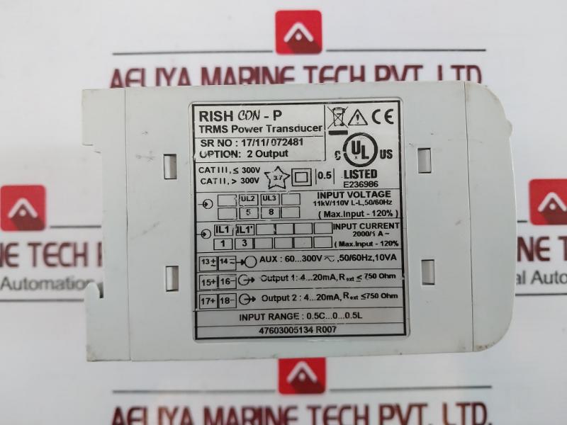 Rishabh Rish Con-p Trms Power Transducer 47603005134 R007 11Kv/110V L-l