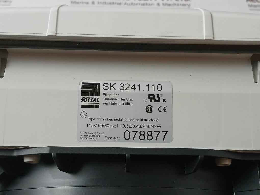 Rittal Sk 3241.110 Cabinet Electric Filter Fan 115V 50/60Hz 325960
