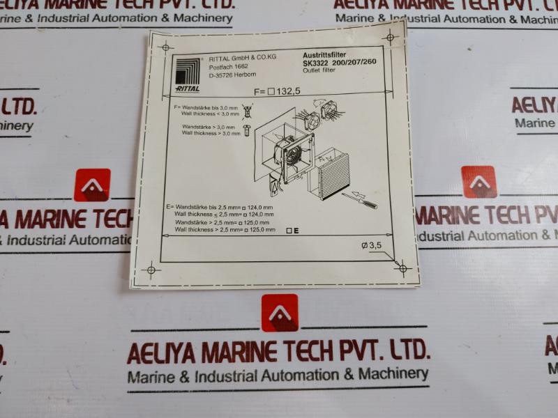 Rittal SK3322 207 Type 12 Outlet Filter