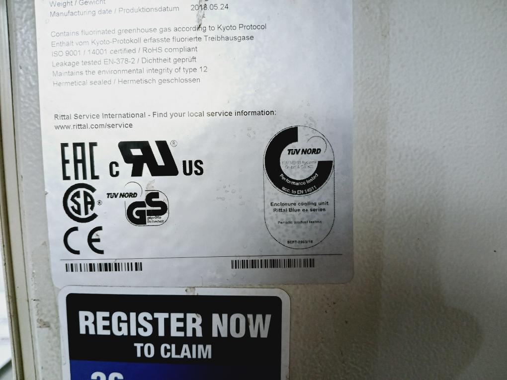 Rittal SK 3382500 Top Therm Enclosure Cooling Unit 230 V 50/60 Hz 2.3A 2.6A