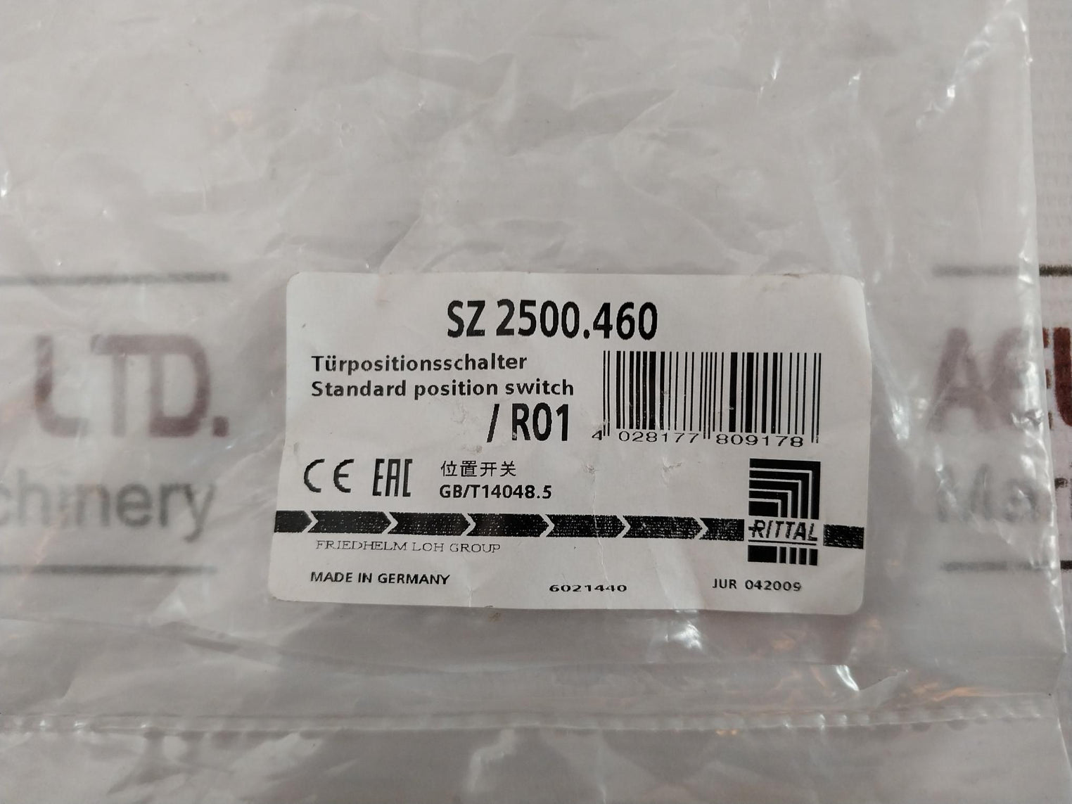 Rittal Sz 2500.460 Door-operated Switch Ip20 300V Ac15 230V 2,5A Dc13 24V