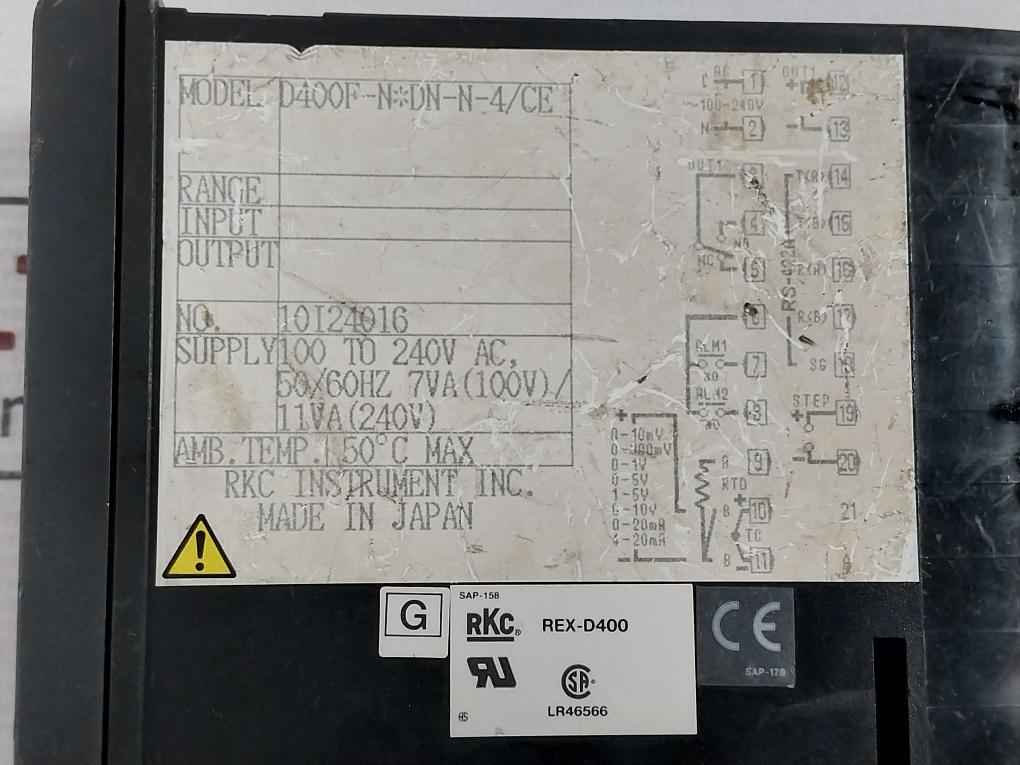 Rkc D400F Temperature Controller 100-240V/50-60Hz