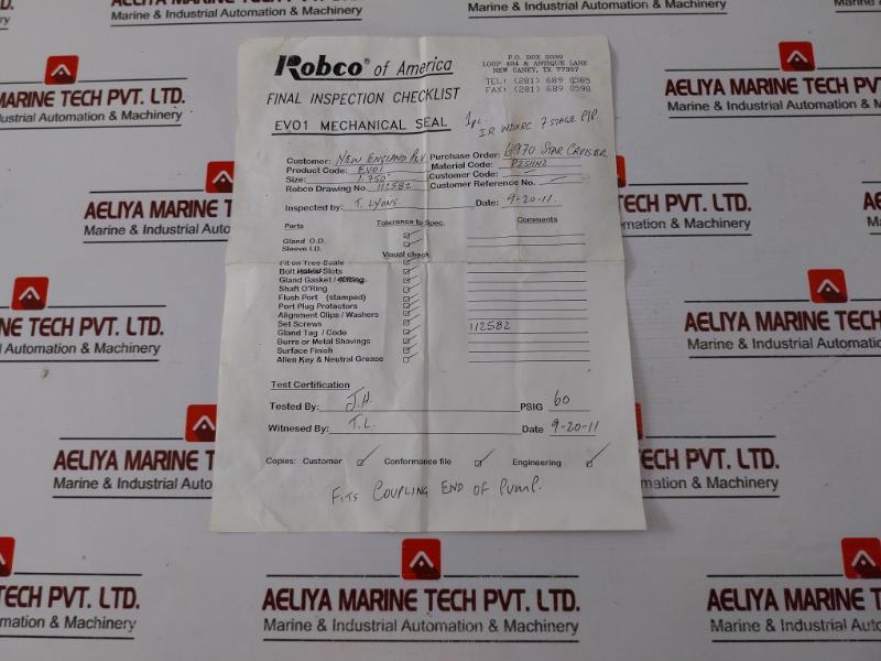 Robco Of America Mechanical Pump Seal Set For Pump Type Wdx Rc 7