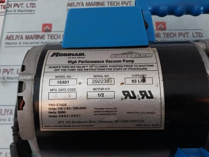 Robinair 15401 Cooltech High Performance Vacuum Pump 1/2 Hp 110-250V