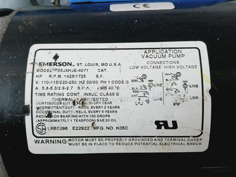Robinair 15401 High Performance Vacuum Pump C55Jxhje-4071 93 L/M