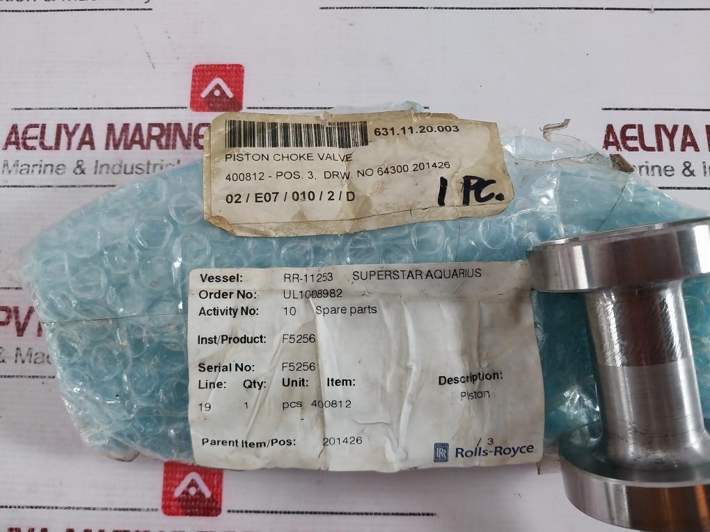 Rolls-royce 400812 Piston Choke Valve Pos.3 F5256 631.11.20.003