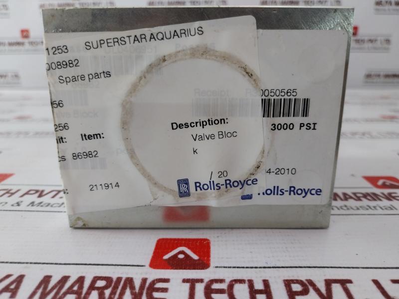 Rolls-royce 86982 Block Tee 3000 Psi