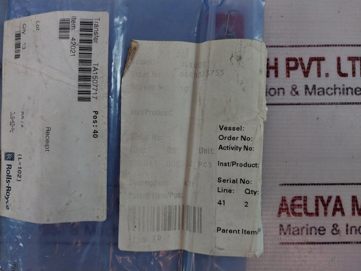 Rolls-Royce P42021 Item 42021 Copper Casting Steel Plate L=102