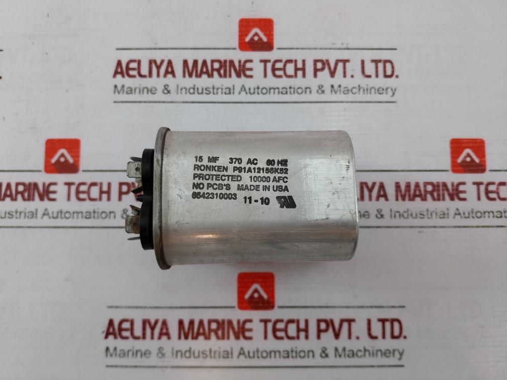 Ronken P91A12156K52 Capacitor 6542310003 370Ac 60Hz 10000 Afc