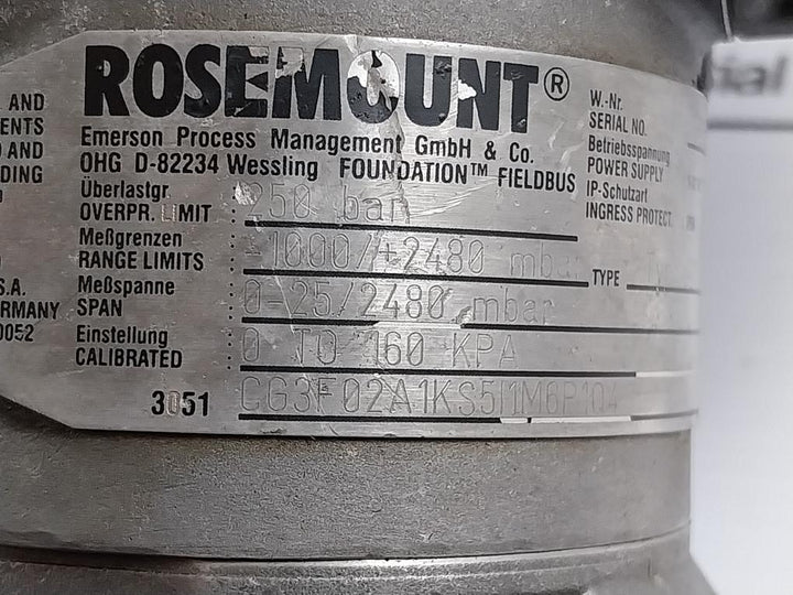 Rosemount 0305RC22B11L4 3051/3001 Fieldbus Pressure Transmitter -1000/+2480 mbar