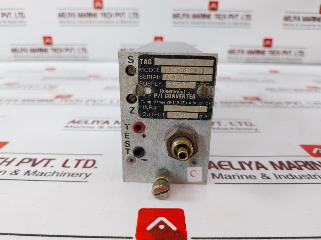 Rosemount 1133C6E2N P/I Converter 12-55Vdc 0-15 Mws 4-20Ma 50/60 Hz Rev A