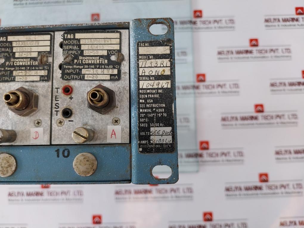 Rosemount 1133C6E2N P/I Converter 12-55Vdc 0-15 Mws 4-20Ma 50/60 Hz Rev A