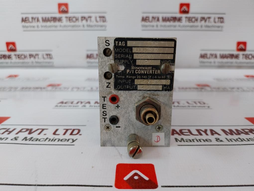 Rosemount 1133C6E2N P/I Converter 12-55Vdc 0-15 Mws 4-20Ma 50/60 Hz Rev A