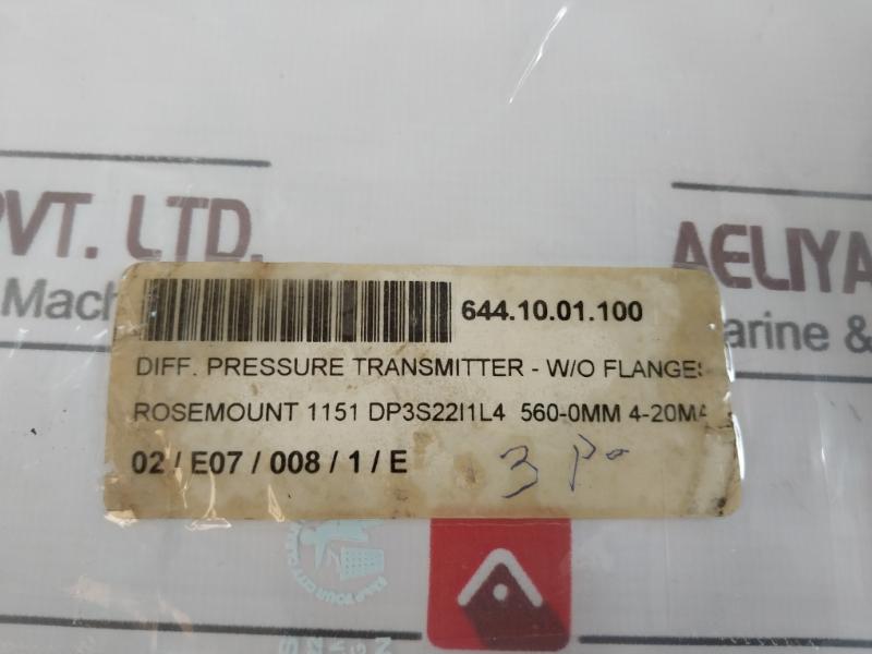 Rosemount 1151 Dp3S22I1L4 Pressure Transmitter, 4-20Ma Output