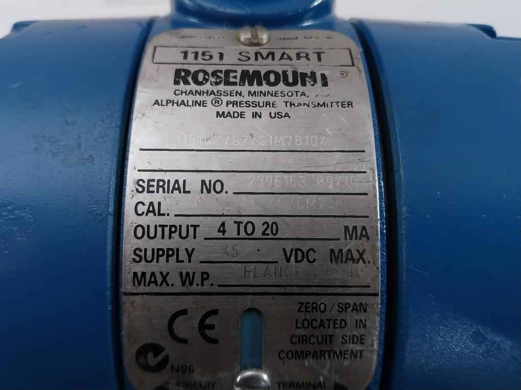 Rosemount 1151Gp7S22S1M7B104 Alphaline Pressure Transmitter Synchronous Motor