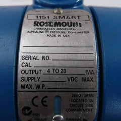 Rosemount 1151Gp7S22S1M7B104 Alphaline Pressure Transmitter Synchronous Motor