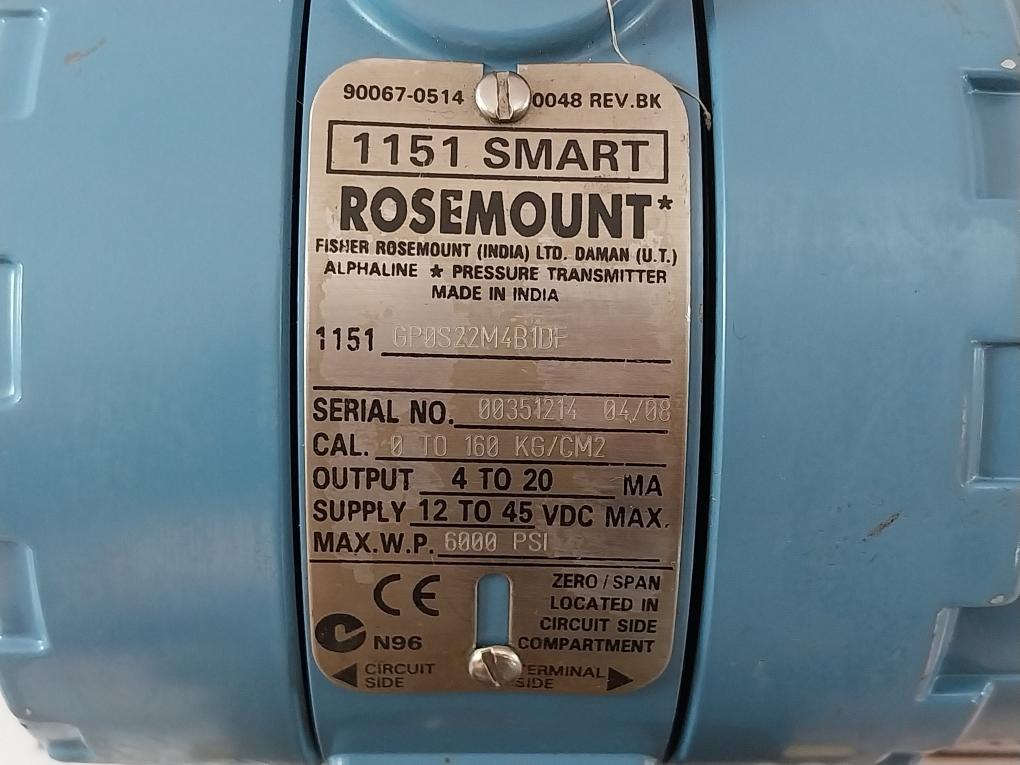 ROSEMOUNT 1151 SMART Pressure Transmitter 01151-0948-0002