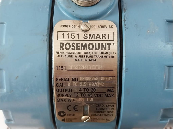 Rosemount 1151 Smart Pressure Transmitter 01151-0948-0002