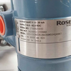Rosemount 2051Cd2A02A1Ah2Bam5D4Q4Hr7 Pressure Transmitter 3626Psi/250Bar 4-20Ma