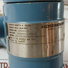 Rosemount 2051cd3a22a1ab4m5d4q4 Hart Pressure Transmitter 4–20 Ma 10.5–42.4 Vdc