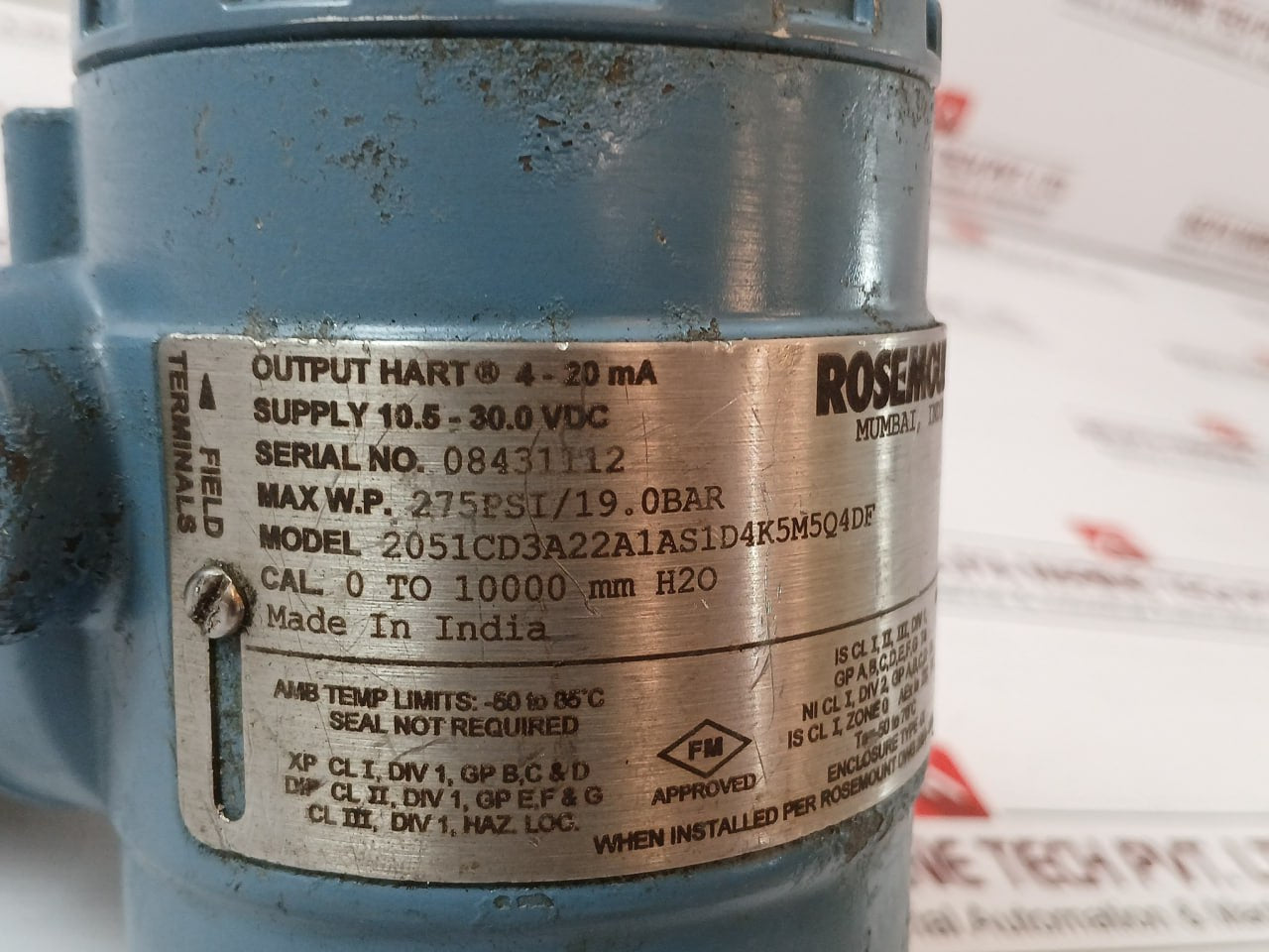 Rosemount 2051Cd3A22A1As1D4K5M5Q4Df Hart Pressure Transmitter 4-20Ma 1.0.1