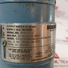 Rosemount 2051Cd3A22A1As1D4K5M5Q4Df Hart Pressure Transmitter 4-20Ma 1.0.1