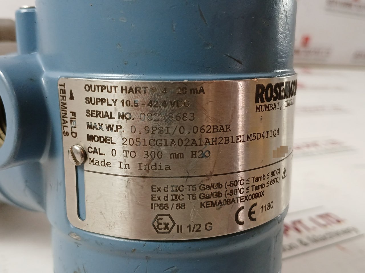 Rosemount 2051Cg1A02A1Ah2B1E1M5D4T1Q4 Pressure Transmitter 0.9Psi/0.062 Bar