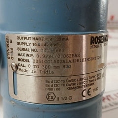 Rosemount 2051Cg1A02A1Ah2B1E1M5D4T1Q4 Pressure Transmitter 0.9Psi/0.062 Bar