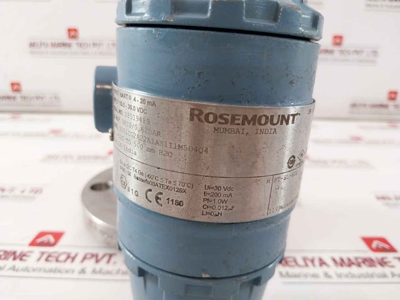 Rosemount 2051Cg2A22A1As1I1M5D4Q4 Pressure Transmitter 9Psi/0.62Bar 10.5-30.0Vdc