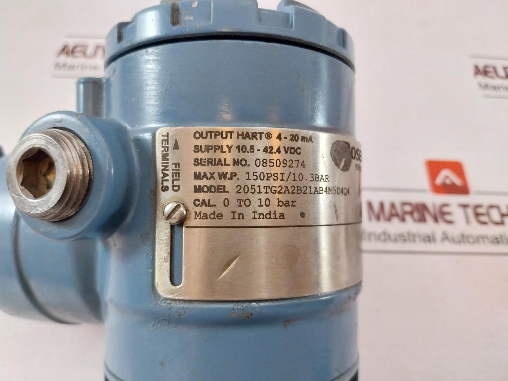 Rosemount 2051Tg2A2B21Ab4M5D4Q4 Pressure Transmitter 0 To 10 Bar 4-20Ma 10.5-42.4Vdc