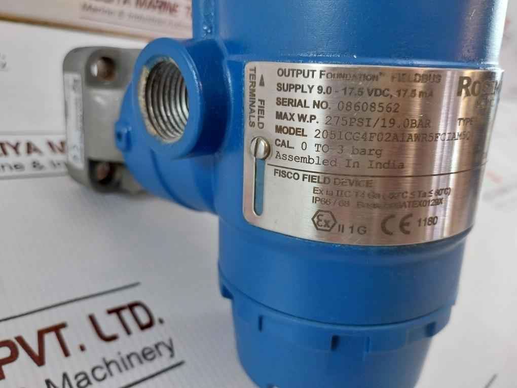 Rosemount 2051cg4f02a1awr5fciam5q4 Fieldbus Pressure Transmitter 275psi/19.0bar